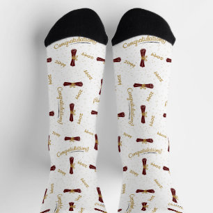 Chaussette Maroon Félicitations Diplôme Classe Année Grad