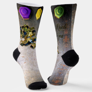 Chaussette Masque de Mardi Gras de SlipperyJoe's violet or ve