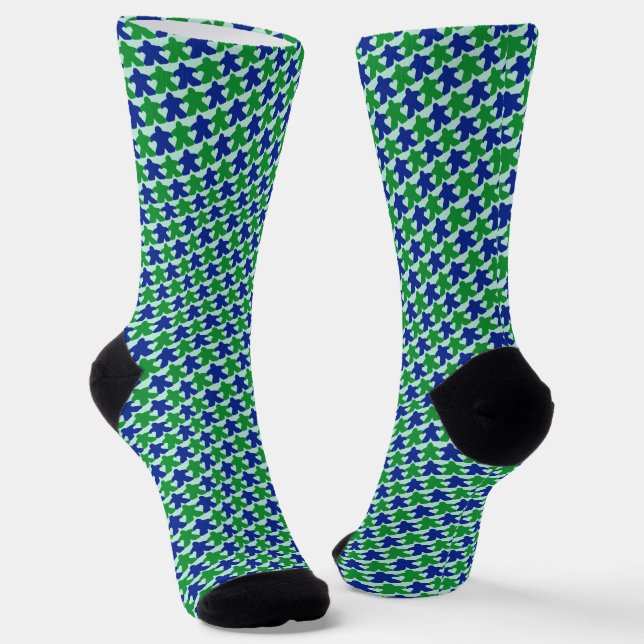 Chaussette Meeples in Love, Blue & Green Chaussettes (Angulaire)