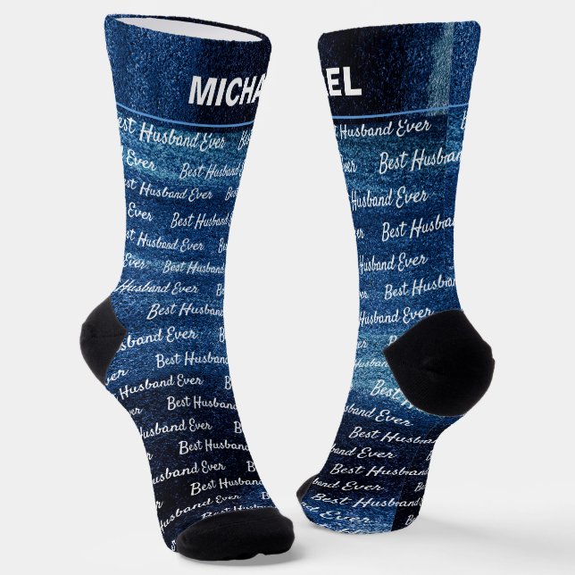 Chaussette Meilleur Mari jamais | Chaussettes Abstraites Blue (Angulaire)