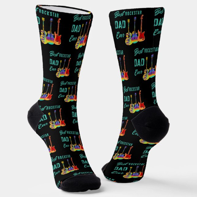 Chaussette Meilleure Rockstar Papa toujours Guitare (Angulaire)