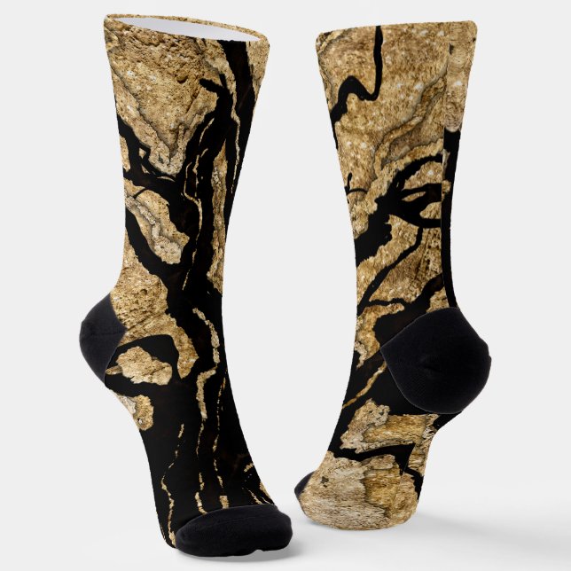 Chaussette Mélange de texture noire et or abstrait (Angulaire)