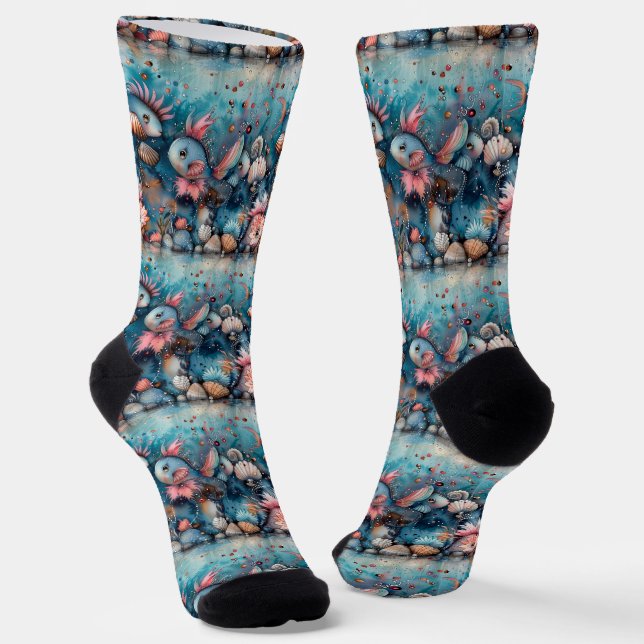 Chaussette Mer savonneuse habitants de poissons amusants (Angulaire)
