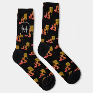 Chaussette Mermaid jaune rouge ombré Éparcelles motif Monogra