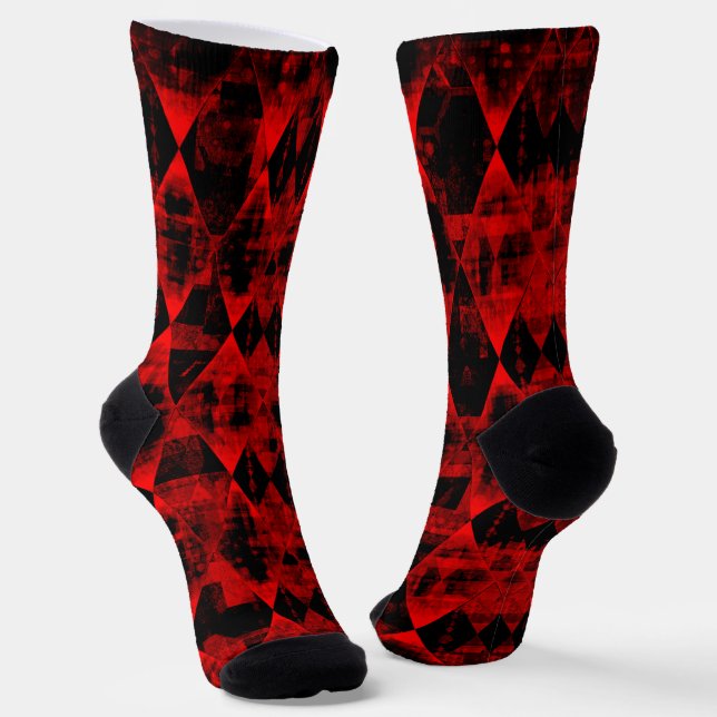 Chaussette Merveille erratique rouge et noir diamant (Angulaire)