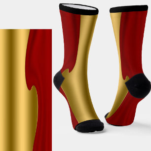 Chaussette Métallo doré brillant Regardez sur le rouge foncé 