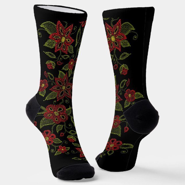Chaussette Metis Art Socks Native Beading Socks Customize (Angulaire)