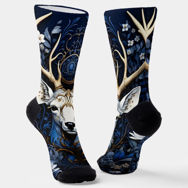 Chaussette Midnight Celestial Floral Gothic Deer  (Angulaire)