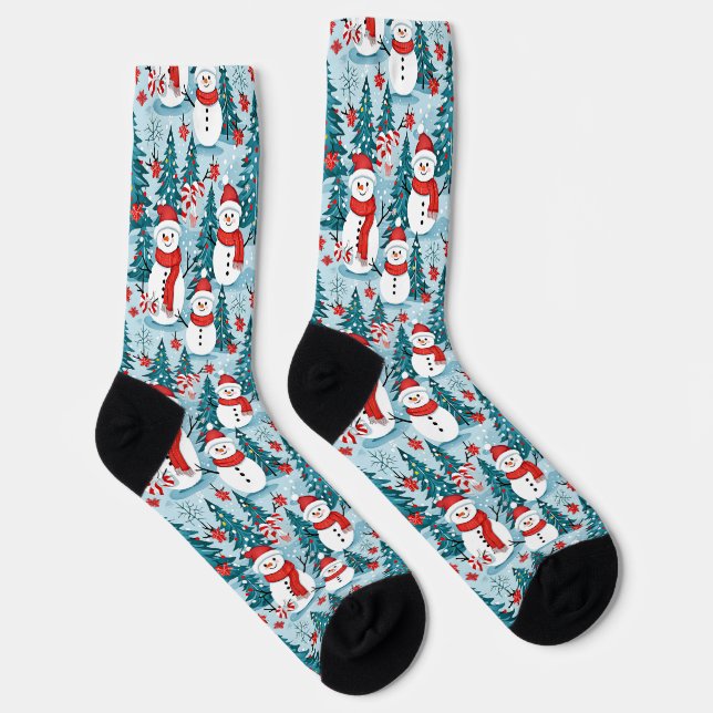 Chaussette Mignonne Festif de Noël Snowmen (Droite)