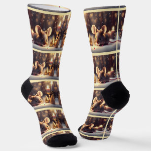 Chaussette Mignonne souris fête Noël -