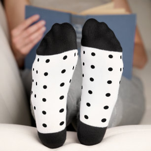 Chaussette Mini Pois noirs en blanc