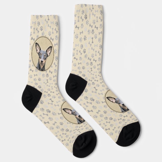 Chaussette Miniature Pinscher Peinture mignonne Chien Art ori (Droite)