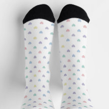Minimalist Soft Pastel Heart Pattern Crew Socks