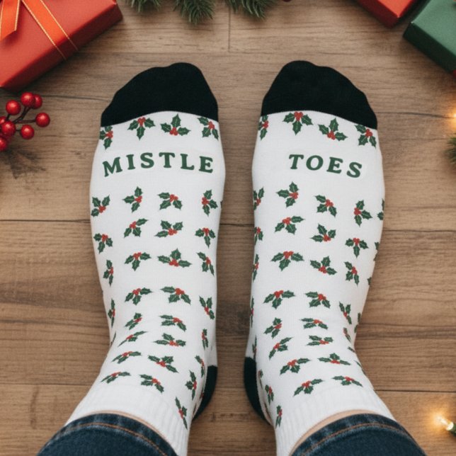 Chaussette Mistle Toes Funny Christmas Mistletoe (Mistle Toes Funny Christmas Mistletoe Socks
)