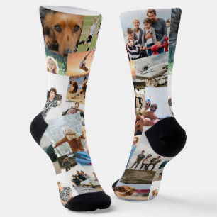 Chaussette Modèle de collage de photos qui se chevauchent de 