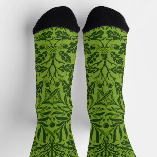 Chaussette Modèle de feuille de chêne vert sans couture de Wi