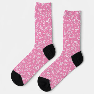 Chaussette Modèle de nombre aléatoire rose/blanc pour 80e ann