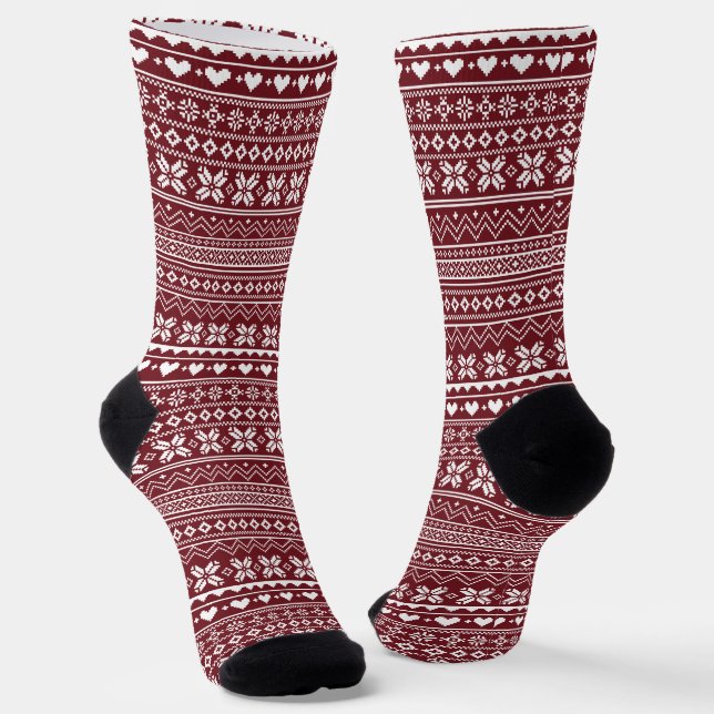 Chaussette Modèle de pull de Noël classique rouge (Angulaire)