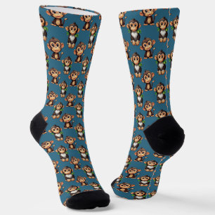 Chaussette Modèle de singe bleu