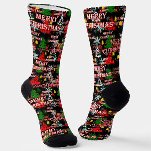 Chaussette Modèle de texte décoratif Joyeux Noël 
