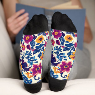 Chaussette Modèle floral coloré