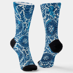 Chaussette Modèle Floral Ornemental Bleu vintage