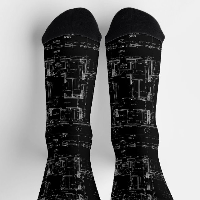 Chaussette Modern Architectural Blueprint  (Haut)
