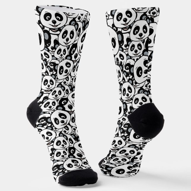 Chaussette Modern Black and White Cute Panda Bear Pattern (Angulaire)
