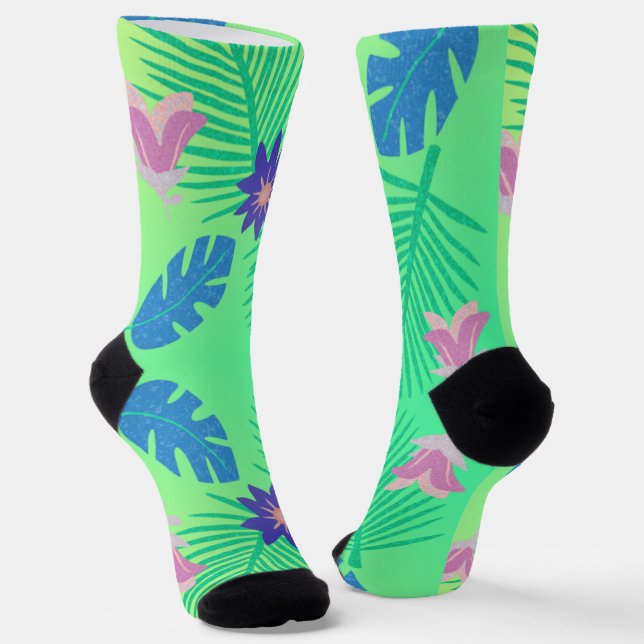 Chaussette Modern Pink Green and Purple Tropical (Angulaire)
