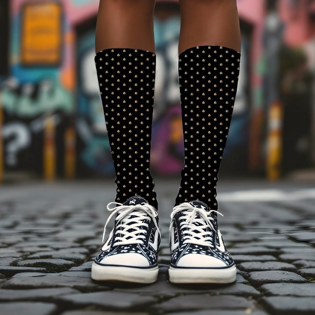 Chaussette Moderne Chic Pois Motif Luxe Or & Noir (Créateur téléchargé)