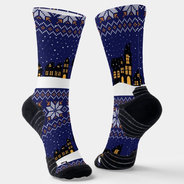 Chaussette Moderne classique ornement Noël Marine motif de No (Angulaire)