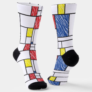 Chaussette Mondrian Gribouillages Minimaliste Art Moderne De 