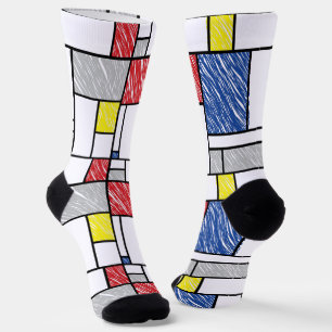 Chaussette Mondrik Scribbles Minimaliste De Stijl Art Moderne
