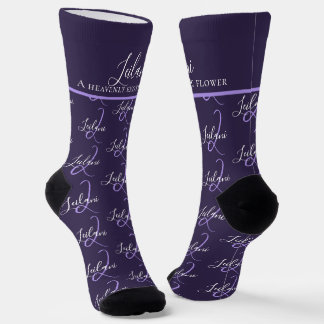 Chaussette Monogram name meaning Leilani purple custom