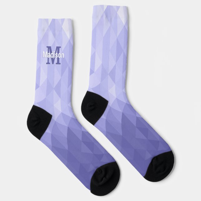 Chaussette Monogramme carré de géométrie triangulaire violet (Droite)