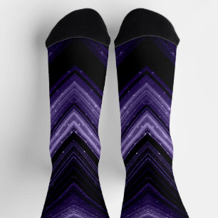 Chaussette Monogramme chevron noir néon violet métallisé scin