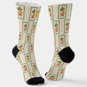 Chaussette Monogramme crème de Noël irlandais élégant cor d'h