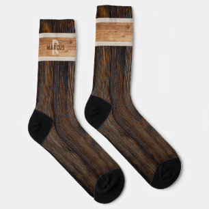 Chaussette Monogramme en bois rustique Brown et chaussettes e