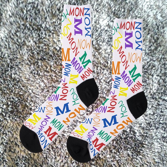 Chaussette Monogramme Jour De La Semaine Couleurs Arc-En-Ciel (Créateur téléchargé)