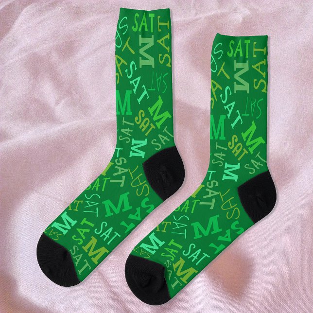Chaussette Monogramme Jour De La Semaine Irlandais Vert Samed (Créateur téléchargé)