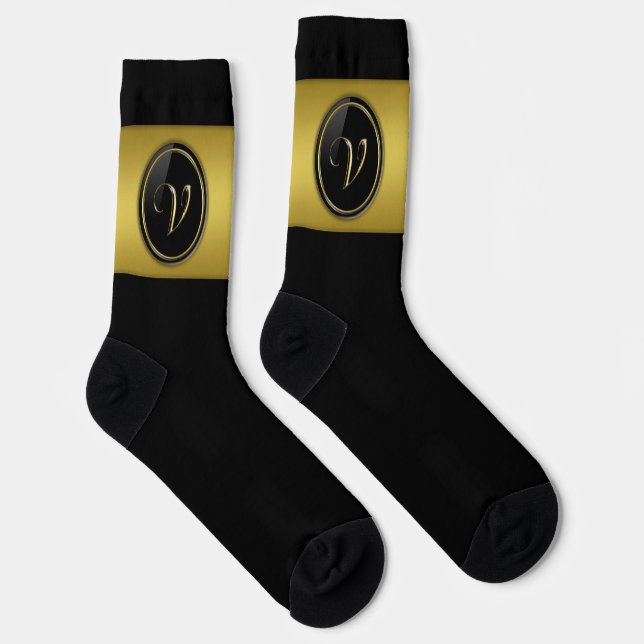 Chaussette Monogramme "Lettre V" (Droite)