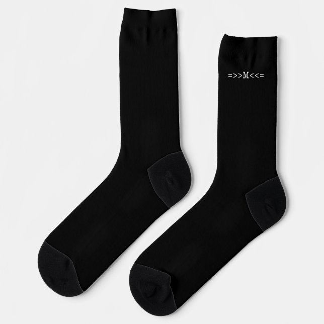 Chaussette Monogramme minimal simple Noir initial (Gauche)