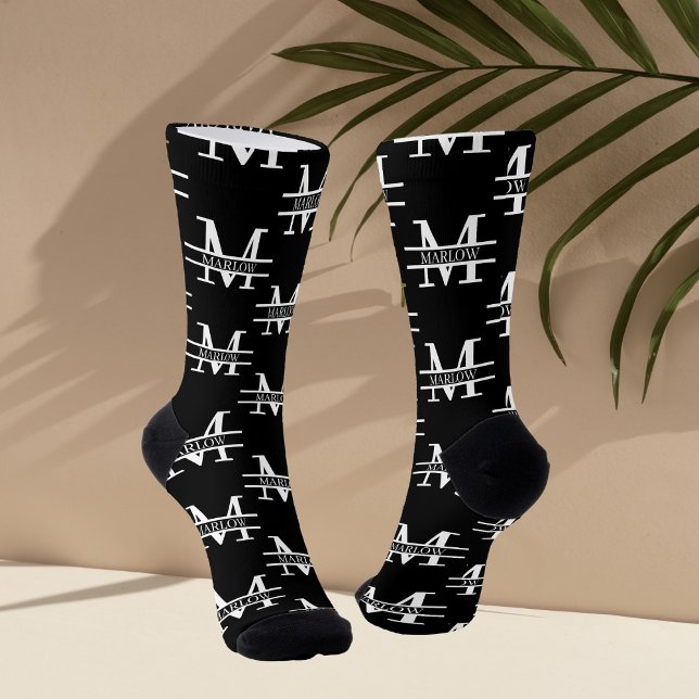 Chaussette Monogramme moderne Elégant Concepteur personnalisé (Créateur téléchargé)
