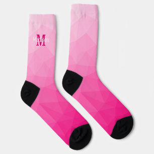 Chaussette Monogramme Motif à maillage géométrique rose chaud