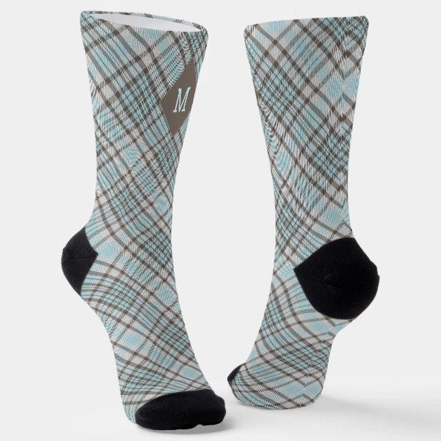 Chaussette Monogramme personnalisé Plaid / Tartan Motif Mat (Angulaire)