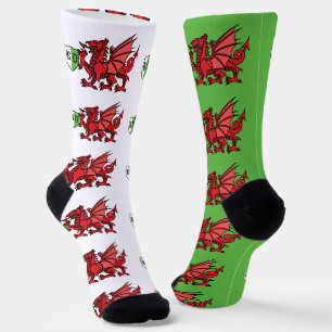 Chaussette Monogramme personnalisé Red Welsh Dragon