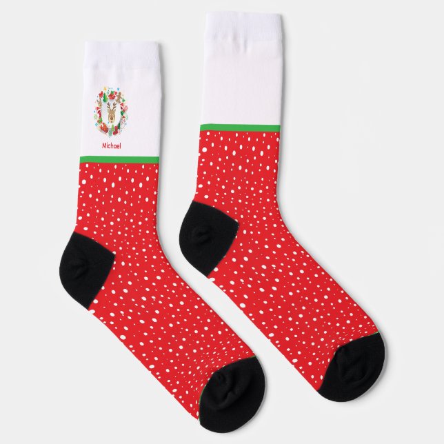 Chaussette Monogramme, rennes motifs à la mode de Noël (Droite)
