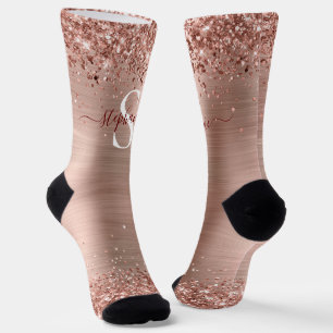 Chaussette Monogramme Rose Gold Faux-Parties scintillant Girl