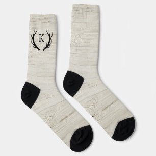 Chaussette Monogramme Unisex de bois blanc de cerf rustique A