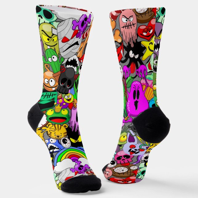 Chaussette Monstres caractères mignons Motif d'Halloween (Angulaire)